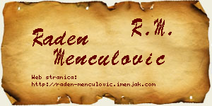 Raden Menčulović vizit kartica